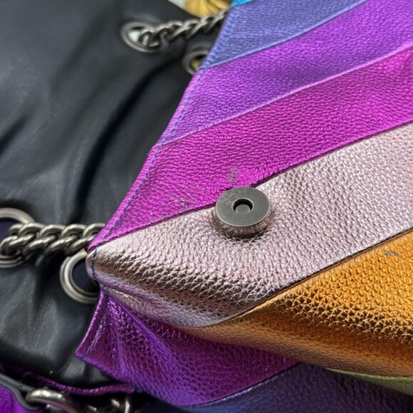 🆕 KURT GEIGER LONDON 🧿 NWOT Leather Kensington Shoulder Bag, Metallic Rainbow - Picture 9 of 16